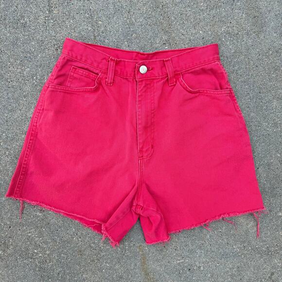 Vintage 90s A Time For Us Raspberry Red High Rise Jean Shorts Size 11 - Picture 1 of 11